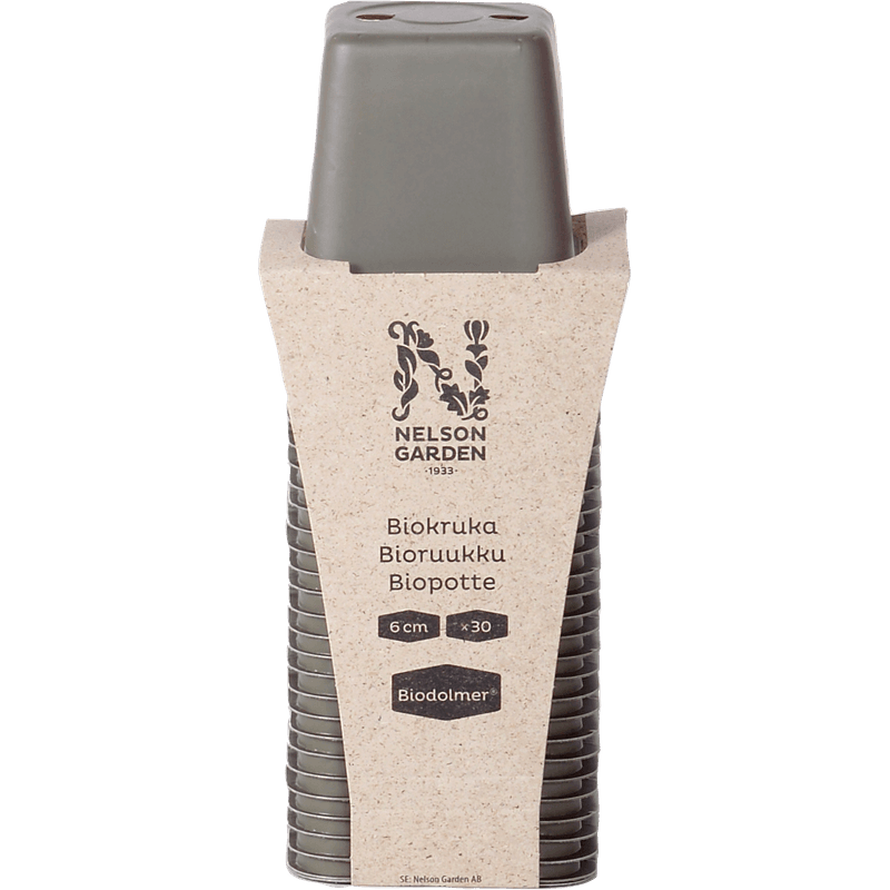 Biopotte 6cm, firkantet grønn. 30 stk